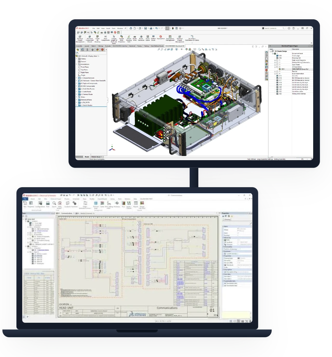 SOLIDWORKS Electrical, esquemas y trazado de cables en 3D
