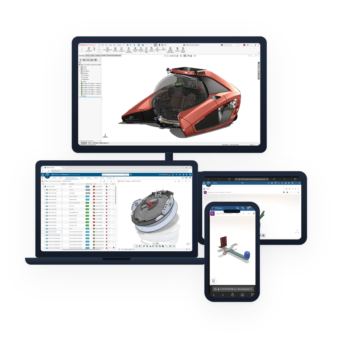 SOLIDWORKS, 3D-Konstruktion mit mehreren Arbeitsplätzen auf der 3DEXPERIENCE-Plattform